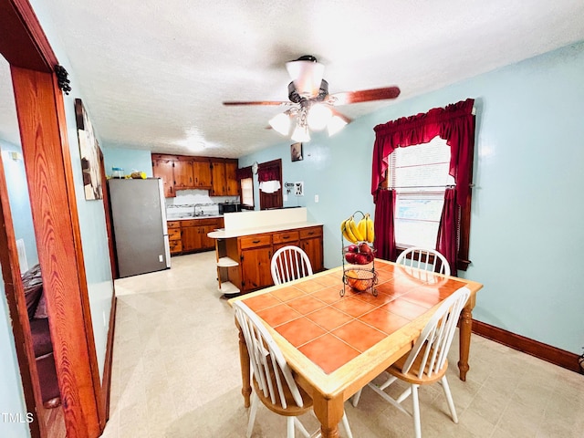 1337 Maple St, Rocky Mount, NC 27803 - dining space featuring ceiling fan, a textured ceiling, and light floors