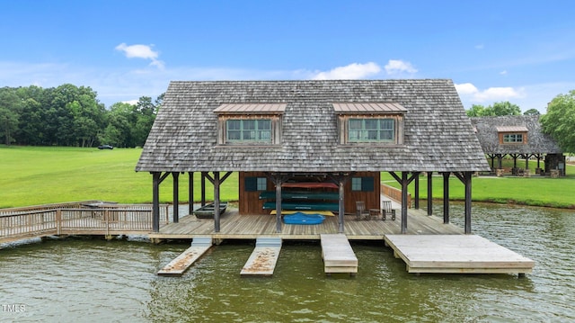 310 Hidden Lake Dr, Youngsville, NC 27596 - dock area featuring a water view and a yard