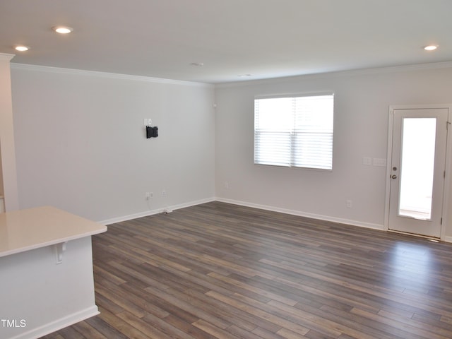 2002 Strickland Oak Way, Durham, NC 27703 - empty room with crown molding, recessed lighting, and dark wood-type flooring