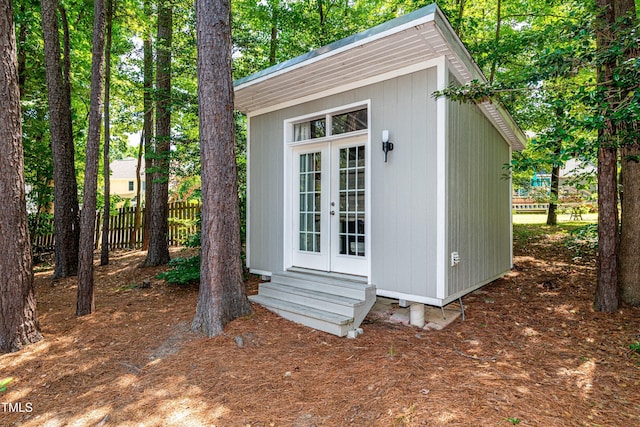 3616 Culater Ct, Raleigh, NC 27616 - view of outbuilding with french doors and entry steps