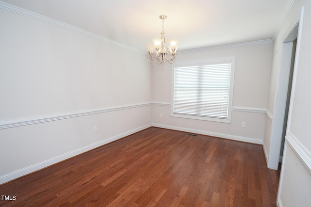 90 Liberty Ln, Autryville, NC 28318 - spare room featuring a chandelier, wood finished floors, and ornamental molding