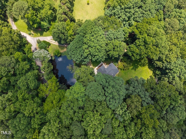 6001 Waters Way Dr, Raleigh, NC 27606 - aerial view of property and surrounding area featuring a nearby body of water and a forest