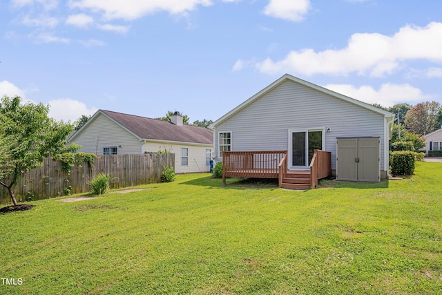 5000 Silverdene St, Raleigh, NC 27616 - rear view of property with a wooden deck and a storage shed