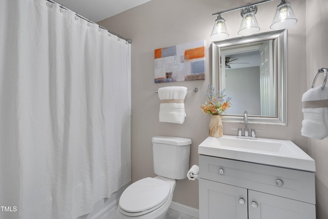 5000 Silverdene St, Raleigh, NC 27616 - bathroom with vanity, ceiling fan, and shower / tub combo