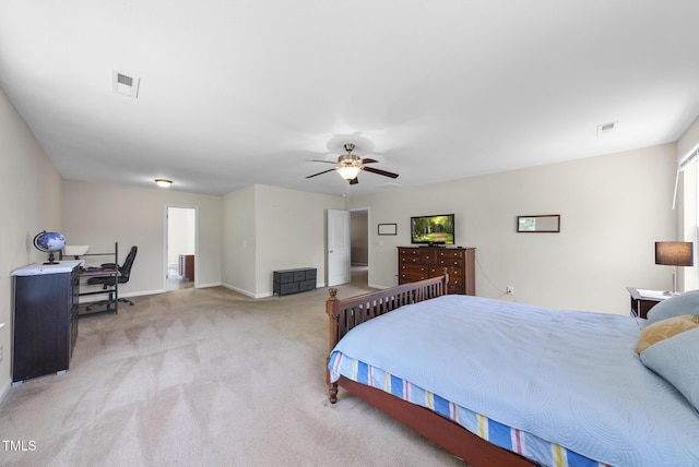 702 Pitch Pine Dr, Creedmoor, NC 27522 - bedroom featuring light colored carpet and ceiling fan