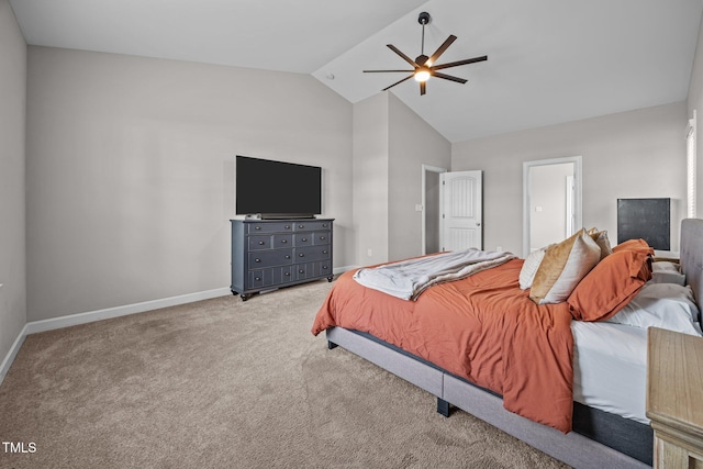 244 Lasswade Ct, Zebulon, NC 27597 - carpeted bedroom featuring a ceiling fan and high vaulted ceiling