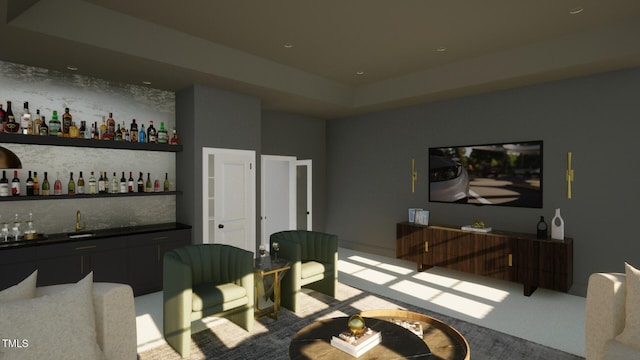 802 Warren Ave, Cary, NC 27511 - dining area featuring wet bar and carpet floors