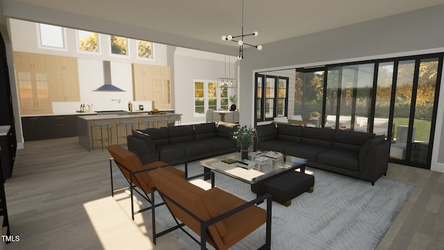 802 Warren Ave, Cary, NC 27511 - living room with a chandelier and wood finished floors