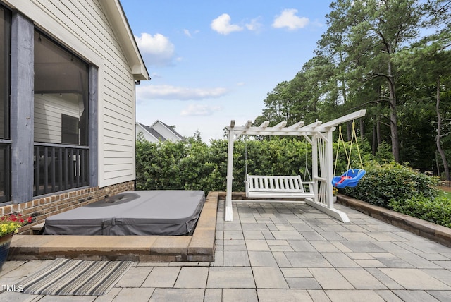 3829 Sleepy Brook Ln, Apex, NC 27539 - view of patio / terrace with a pergola and a covered hot tub
