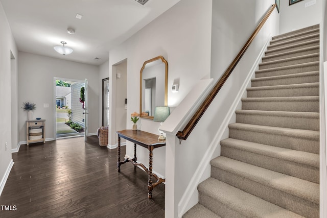 2626 Nassau Trce, Fuquay Varina, NC 27526 - entryway featuring stairs and dark wood finished floors