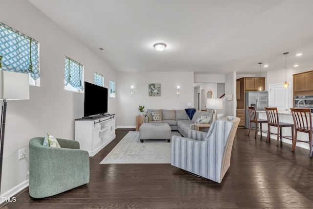 2626 Nassau Trce, Fuquay Varina, NC 27526 - living area featuring dark wood-style flooring and recessed lighting