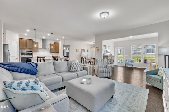 2626 Nassau Trce, Fuquay Varina, NC 27526 - living area featuring recessed lighting and dark wood-style floors