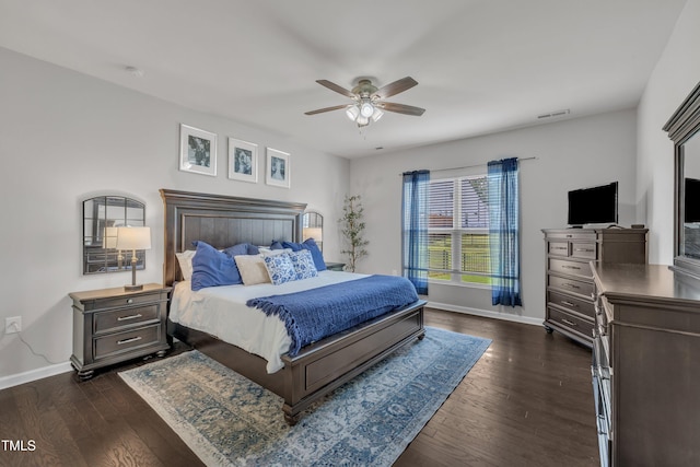 2626 Nassau Trce, Fuquay Varina, NC 27526 - bedroom with dark wood-style flooring and a ceiling fan