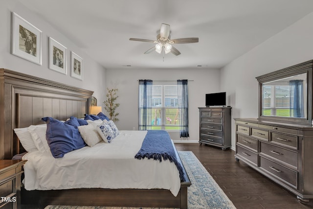 2626 Nassau Trce, Fuquay Varina, NC 27526 - bedroom with multiple windows, dark wood-style floors, and a ceiling fan