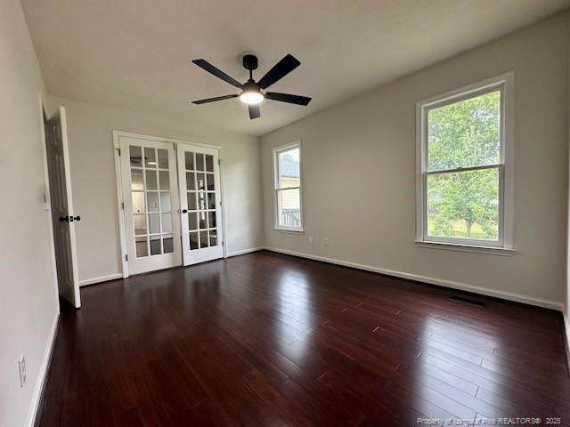 162 E Twelve Oaks Rd, Raeford, NC 28376 - unfurnished room with french doors, a ceiling fan, and wood finished floors