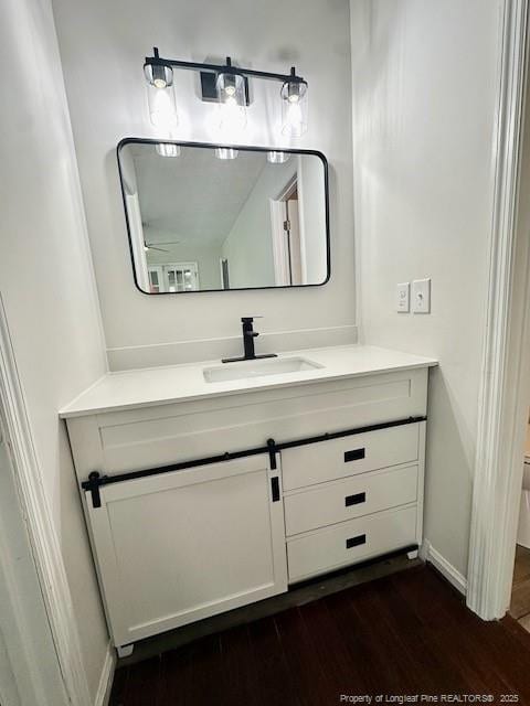 162 E Twelve Oaks Rd, Raeford, NC 28376 - bathroom featuring vanity and wood finished floors