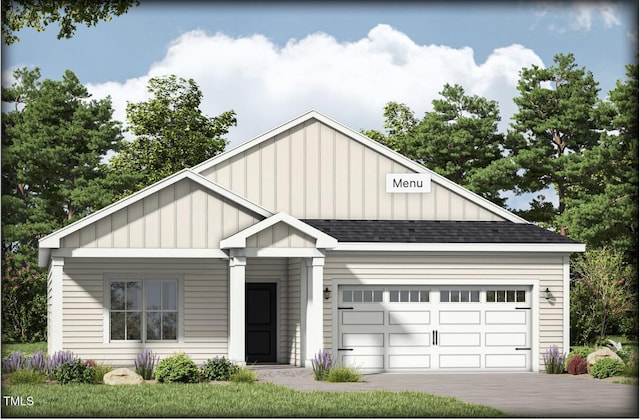 436 Windemere Dr, Fayetteville, NC 28314 - view of front of home featuring board and batten siding, roof with shingles, a garage, and concrete driveway