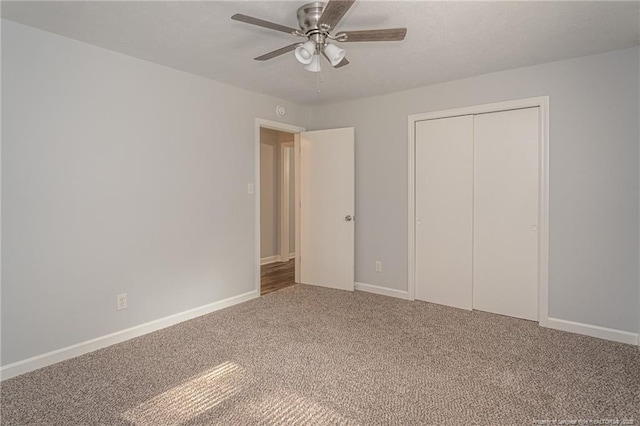 2110 Lombardy Dr, Fayetteville, NC 28304 - unfurnished bedroom with carpet floors, a closet, and ceiling fan