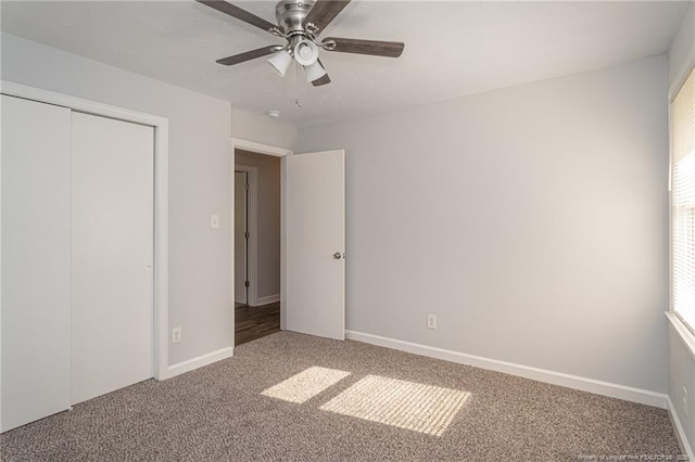 2110 Lombardy Dr, Fayetteville, NC 28304 - unfurnished bedroom featuring carpet flooring, a closet, and ceiling fan