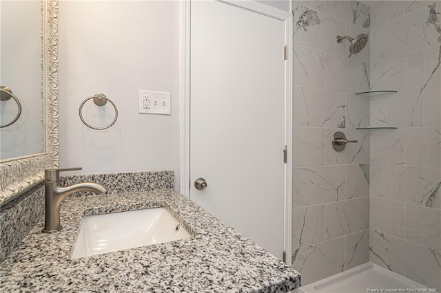 2110 Lombardy Dr, Fayetteville, NC 28304 - bathroom with a tile shower and vanity