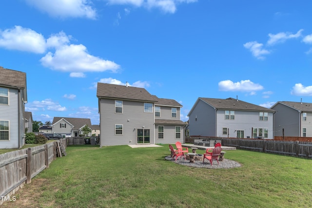 525 Willow Breeze Ct, Zebulon, NC 27597 - rear view of house with a residential view, a fire pit, and a fenced backyard