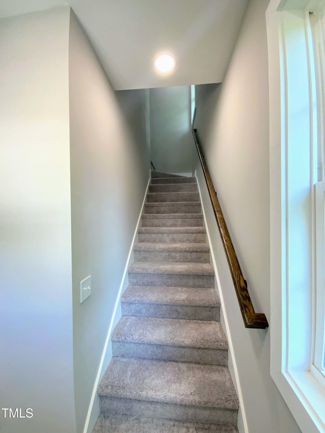 608 E Umstead St, Durham, NC 27701 - stairway with baseboards and recessed lighting