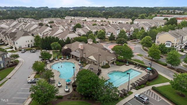 9302 Nellman Ln, Raleigh, NC 27617 - aerial perspective of suburban area featuring a pool