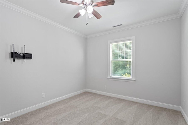 4940 Enlightenment Rd, Raleigh, NC 27616 - unfurnished room featuring ornamental molding, a ceiling fan, and light carpet