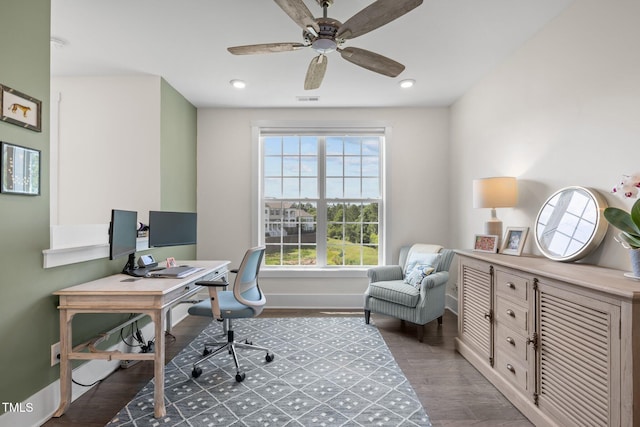 10310 Sablewood Dr Unit 211, Raleigh, NC 27617 - office space featuring wood finished floors, ceiling fan, and recessed lighting