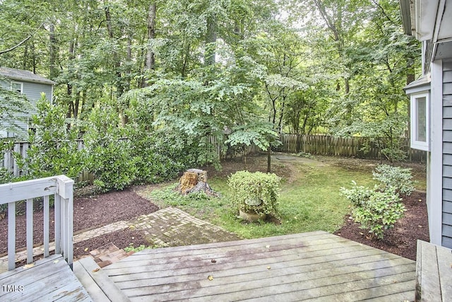2334 Dawn Trl, Durham, NC 27712 - wooden deck featuring a fenced backyard