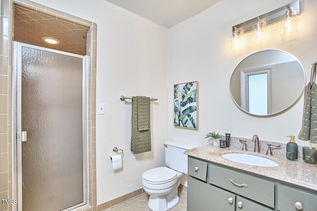 2334 Dawn Trl, Durham, NC 27712 - full bath with vanity, a shower stall, and tile patterned flooring