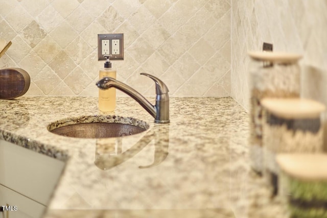 2334 Dawn Trl, Durham, NC 27712 - bathroom view of tasteful backsplash and vanity