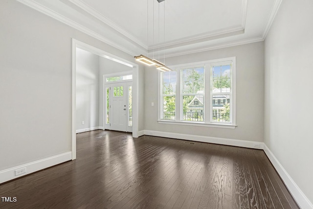 1625 Banks View Dr, Raleigh, NC 27603 - unfurnished room with dark wood-style flooring and crown molding