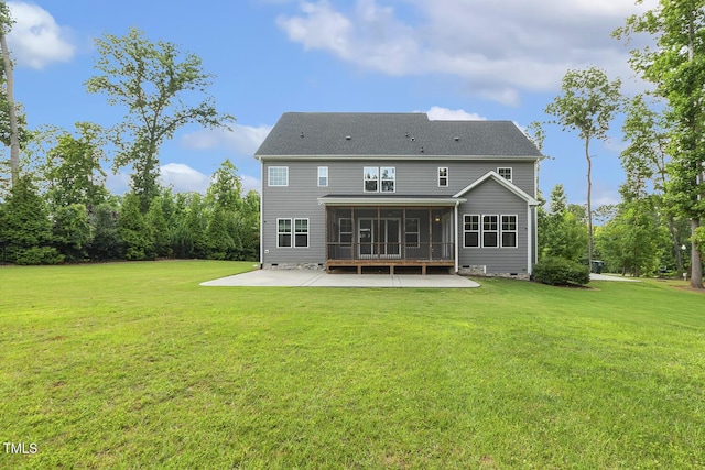 1625 Banks View Dr, Raleigh, NC 27603 - back of house with a patio area, a yard, and a sunroom