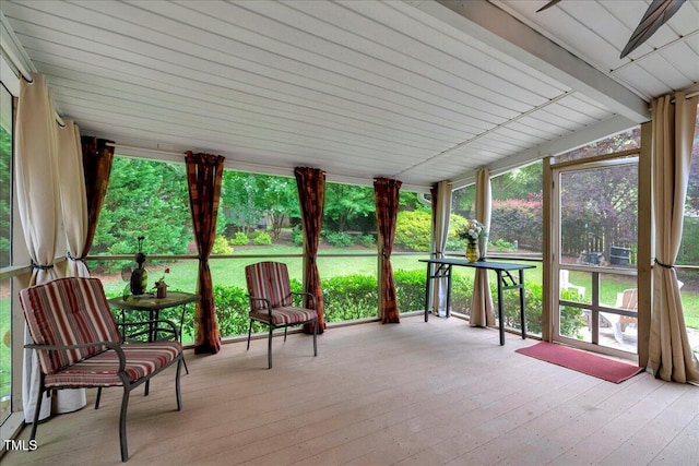 218 Kinvara Ct, Wake Forest, NC 27587 - unfurnished sunroom with hardwood / wood-style floors and a deck