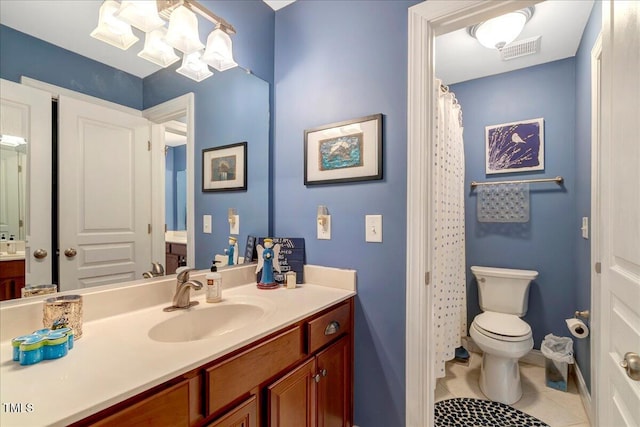 218 Kinvara Ct, Wake Forest, NC 27587 - bathroom with vanity, tile patterned floors, and a chandelier