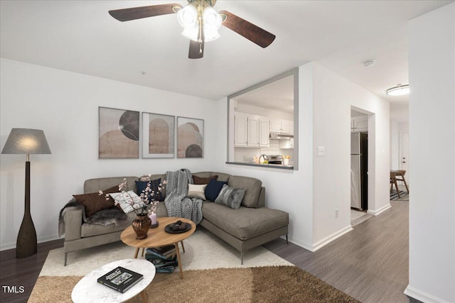 600 Audubon Lake Dr Unit 4B11, Durham, NC 27713 - living area featuring ceiling fan and wood finished floors