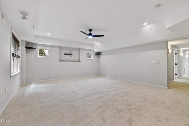 109 Aspenridge Dr, Holly Springs, NC 27540 - spare room with carpet flooring, recessed lighting, a ceiling fan, a smoke detector, and an AC wall unit