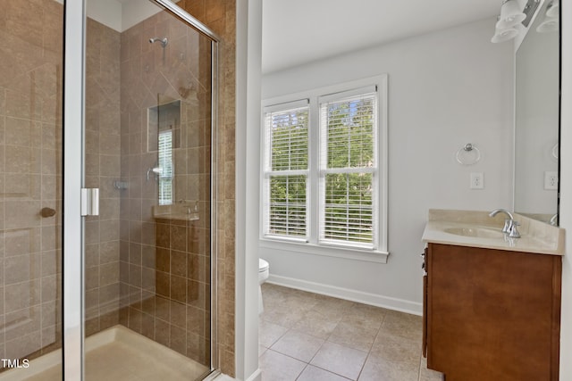 109 Aspenridge Dr, Holly Springs, NC 27540 - bathroom with vanity, tile patterned floors, and a shower stall