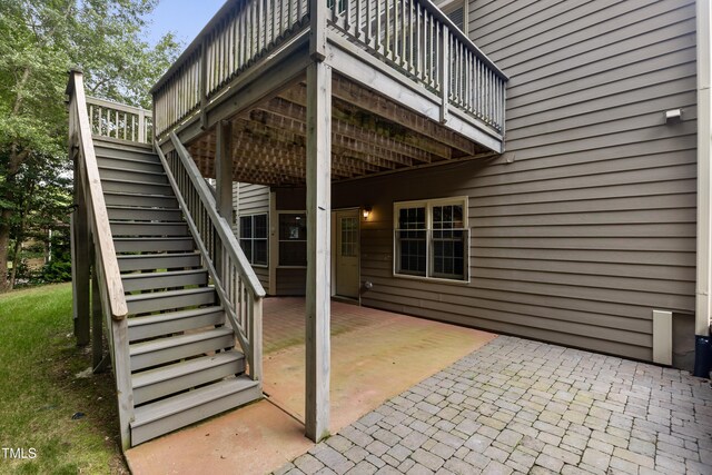 109 Aspenridge Dr, Holly Springs, NC 27540 - view of patio / terrace featuring stairway and a wooden deck