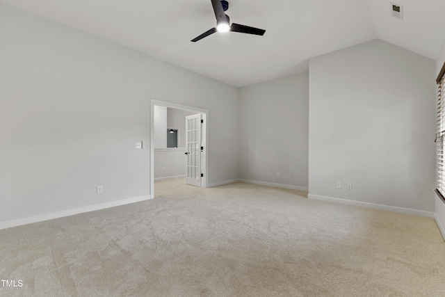109 Aspenridge Dr, Holly Springs, NC 27540 - empty room with ceiling fan, carpet flooring, and vaulted ceiling