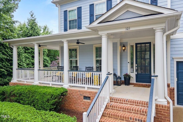 101 Ironcreek Pl, Apex, NC 27539 - view of front of home featuring covered porch and ceiling fan