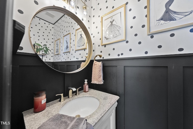 4413 Sugarbend Way, Raleigh, NC 27606 - bathroom featuring vanity and wallpapered walls