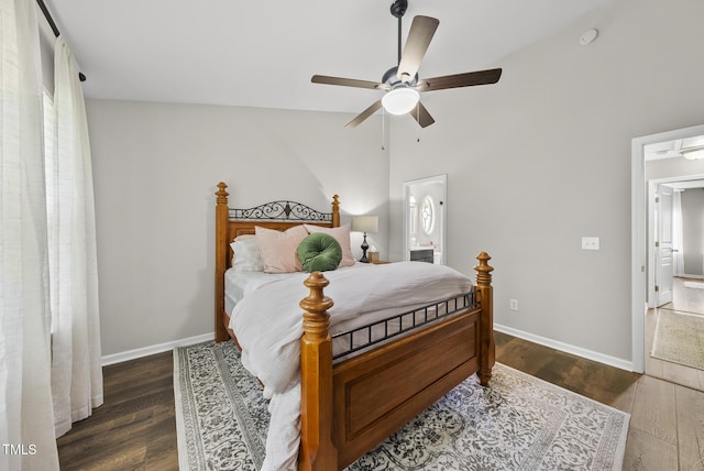 4413 Sugarbend Way, Raleigh, NC 27606 - bedroom featuring wood finished floors, a ceiling fan, and ensuite bath