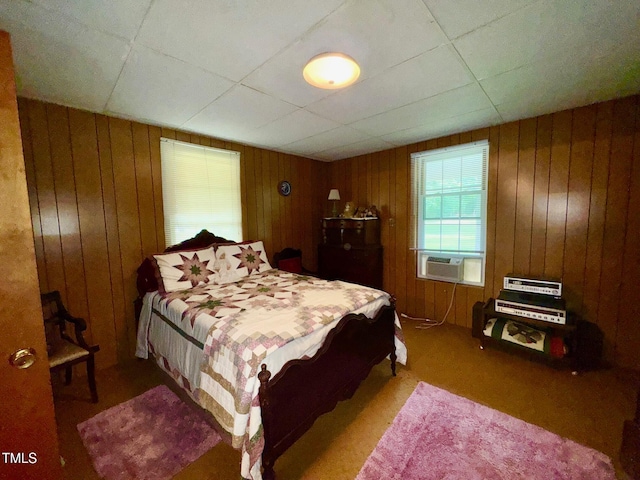 410 High St, Norlina, NC 27563 - bedroom featuring cooling unit, wooden walls, and a paneled ceiling