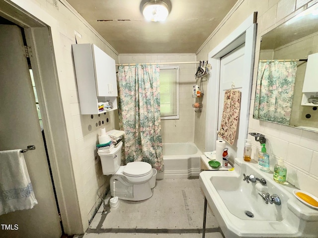 410 High St, Norlina, NC 27563 - full bathroom featuring ornamental molding and shower / bathtub combination with curtain