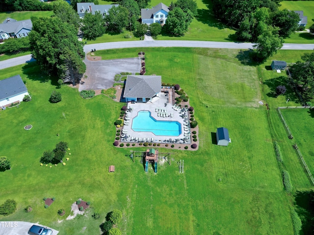 5013 Wheatridge Dr, Fuquay Varina, NC 27526 - drone / aerial view of a pool area