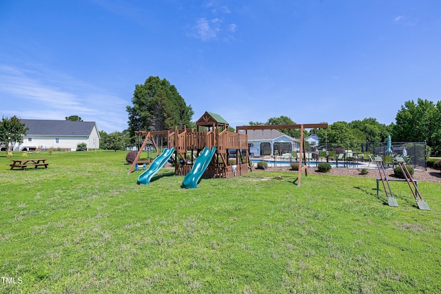 5013 Wheatridge Dr, Fuquay Varina, NC 27526 - view of playground with a community pool