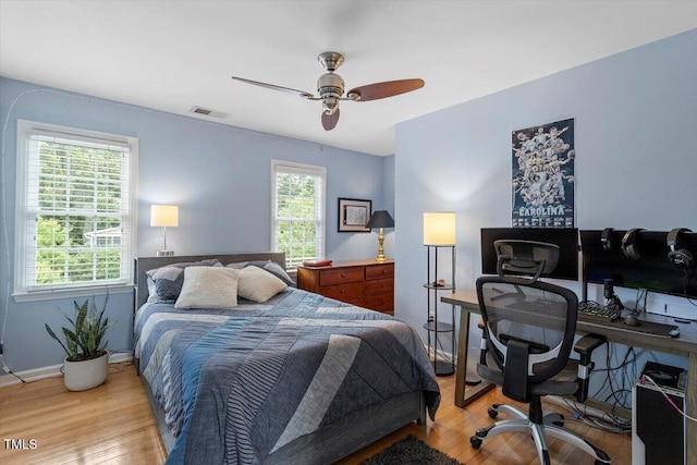 500 Weaver Mine Trl, Chapel Hill, NC 27517 - bedroom with light wood-type flooring, a desk, and ceiling fan