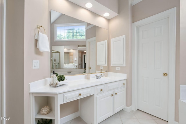 315 Birdwood Ct, Cary, NC 27519 - bathroom with vanity and tile patterned flooring